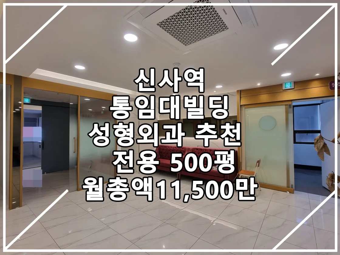 [22.10.13 실매물] 신사역 전용 500평 병의원 추천 통임대 건물